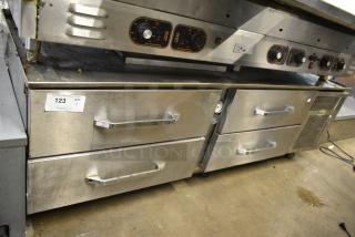 Randell Stainless Steel Commercial 4 Drawer Chef Base on Commercial Casters. 115 Volts, 1 Phase.