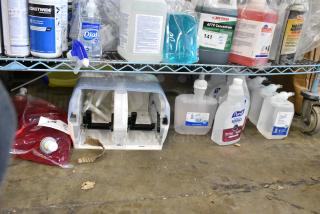 ALL ONE MONEY! Tier Lot of Various Items Including Dispenser, Purell Surface Sanitizer, Scott Foam Skin Cleanser.