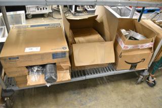 ALL ONE MONEY! Tier Lot of Various Cleaner Including Dixie D9542B Lids, Brown Paper Bags, Tracheostomy Care Tray