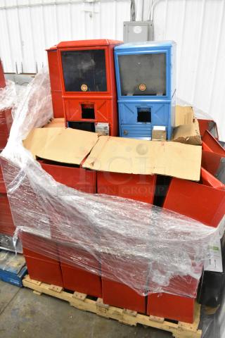 38 Metal Coin Operated Candy Dispenser. Missing Pieces. 38 Times Your Bid!