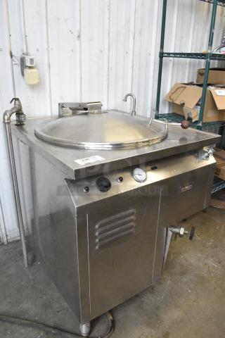 Groen Stainless Steel Commercial Floor Style Electric Powered Steam Kettle.