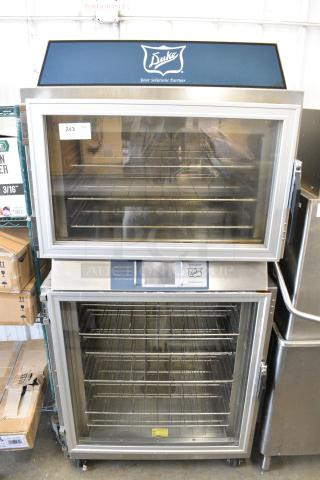 Duke TSC-6/18 Stainless Steel Commercial Floor Style Electric Powered Oven Proofer on Commercial Casters. 208 Volts, 3 Phase.