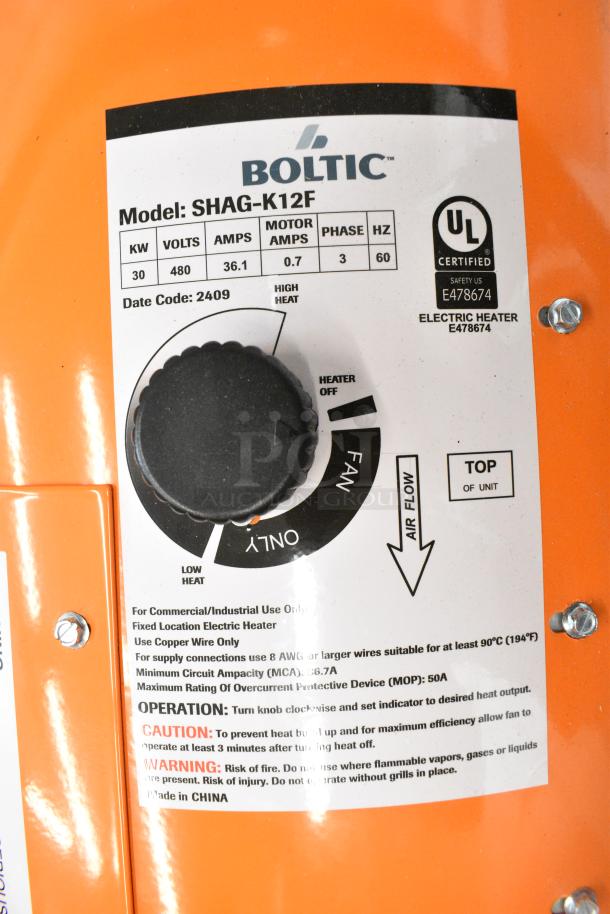 BRAND NEW SCRATCH AND DENT! Boltic SHAG-K12F Metal Electric Salamander Heater. 480 Volts, 3 Phase. - Image 6 of 7