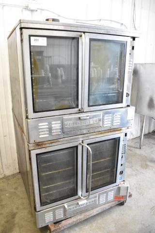 2 Blodgett Stainless Steel Commercial Natural Gas Powered Full Size Convection Oven w/ View Through Doors, Metal Oven Racks and Thermostatic Controls. 2 Times Your Bid!
