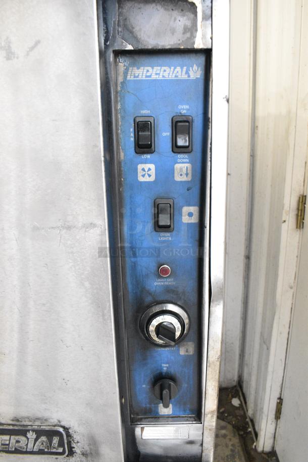 Imperial Stainless Steel Commercial Natural Gas Powered Full Size Convection Oven w/ View Through Door, Solid Door, Metal Oven Racks and Thermostatic Controls on Metal Legs. - Image 5 of 9
