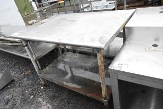 Stainless Steel Table w/ Commercial Can Opener Mount and Metal Under Shelf.