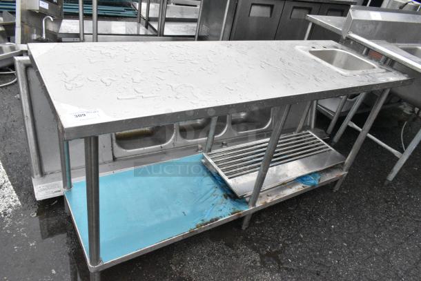 Stainless Steel Table w/ Sink Bay and Metal Under Shelf. - Image 1 of 6