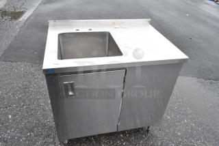 Stainless Steel Single Bay Sink w/ Under Shelf and Door.