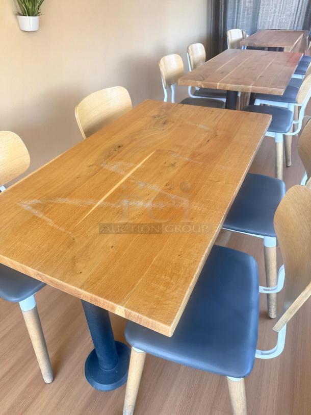 Lot of 5 – Excellent Condition Restaurant Dining Tables – Solid Wood Top – 48"x28" – Black Cast Iron Base – Code BPT 22 - Image 6 of 6