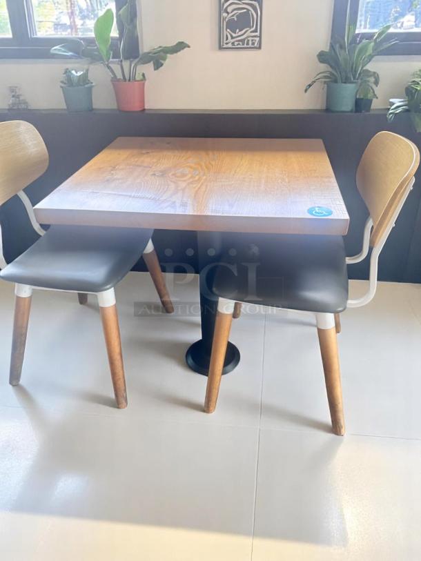 Lot of 6 – Square Solid Wood Café Tables – 28"x28" – Cast Iron Base – Excellent Condition – Code BPT 23 - Image 2 of 4