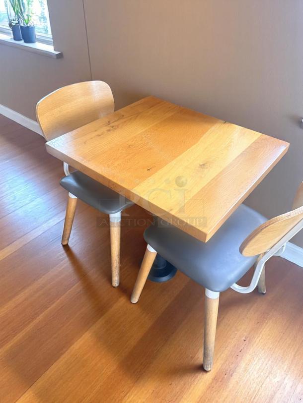 Lot of 6 – Square Solid Wood Café Tables – 28"x28" – Cast Iron Base – Excellent Condition – Code BPT 23 - Image 3 of 4