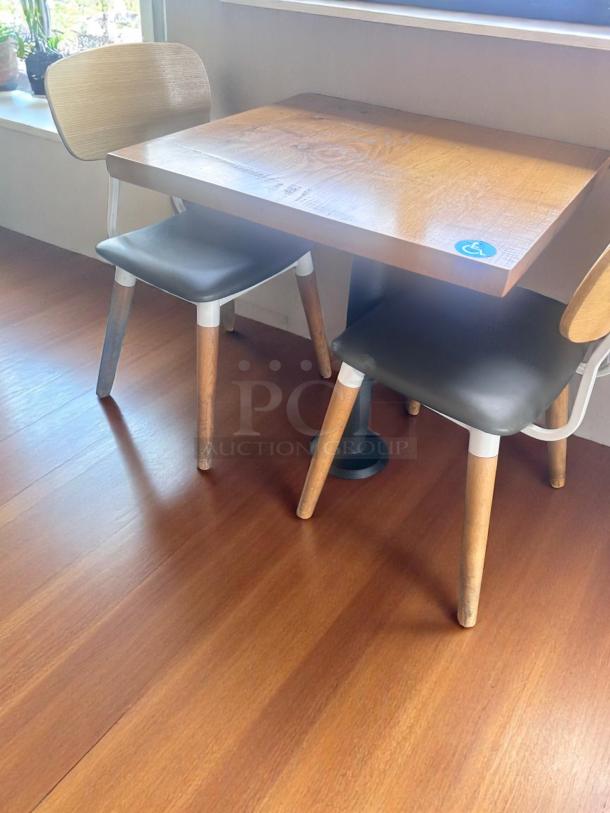 Lot of 6 – Square Solid Wood Café Tables – 28"x28" – Cast Iron Base – Excellent Condition – Code BPT 23 - Image 4 of 4