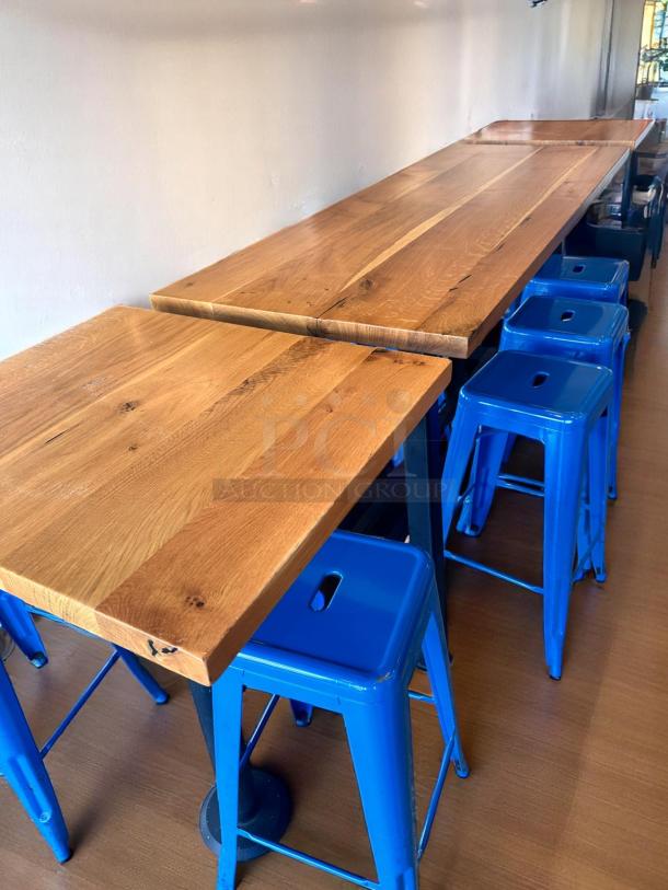 COMMUNAL HIGH-TOP WOOD TABLE – Excellent Condition – 72"x27"x42" – Solid Build – Code BPT 1 - Image 2 of 5