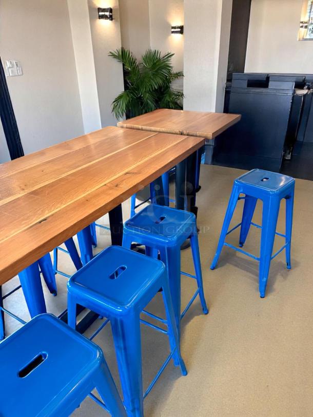 COMMUNAL HIGH-TOP WOOD TABLE – Excellent Condition – 72"x27"x42" – Solid Build – Code BPT 1 - Image 3 of 5