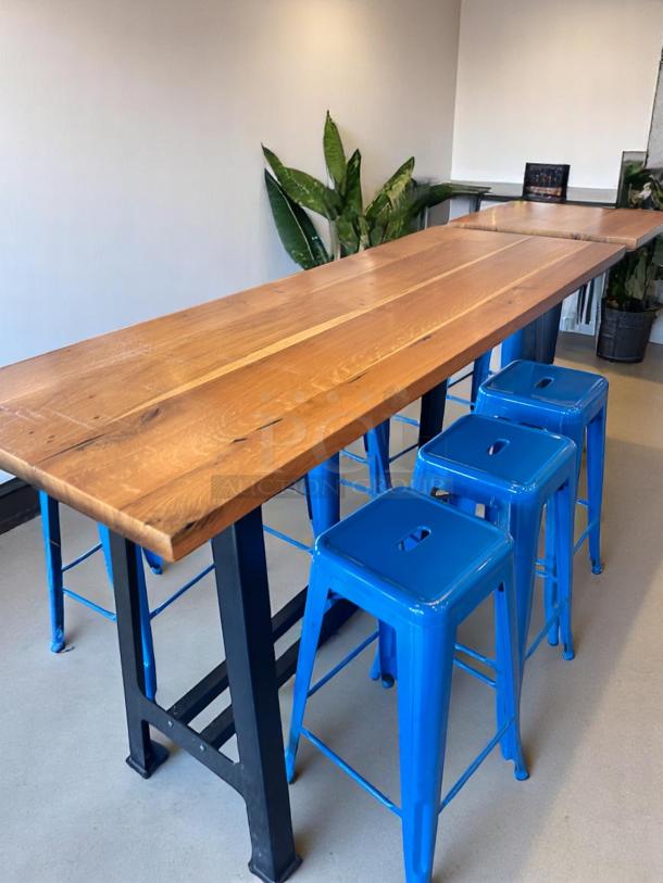 COMMUNAL HIGH-TOP WOOD TABLE – Excellent Condition – 72"x27"x42" – Solid Build – Code BPT 1 - Image 5 of 5