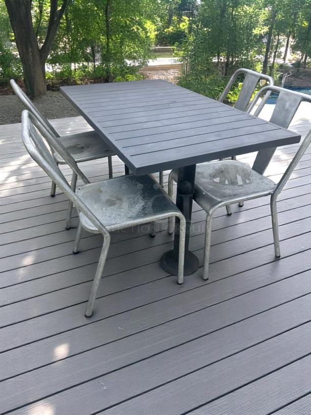 Outdoor Dining Table – Black Slat-Top Aluminum – Excellent Condition – Code BPT 18 - Image 1 of 7