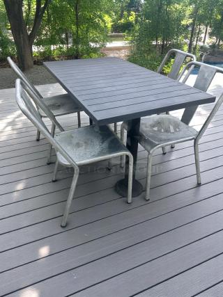 Outdoor Dining Table – Black Slat-Top Aluminum – Excellent Condition – Code BPT 18
