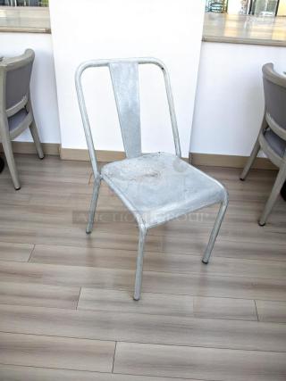 LOT OF 70 – Industrial-Style Outdoor Metal Chairs – Galvanized Steel – Stackable – Code BPT 17 – Used – Excellent Condition!