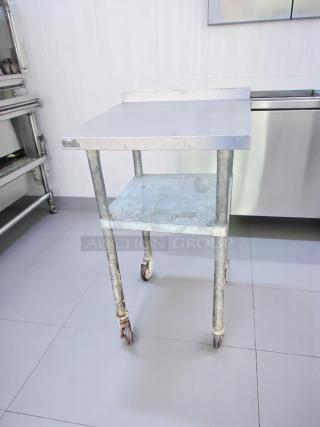 Great Condition! - Stainless Steel Work Table on Casters – 24" x 27.5" – Heavy-Duty – NSF Certified