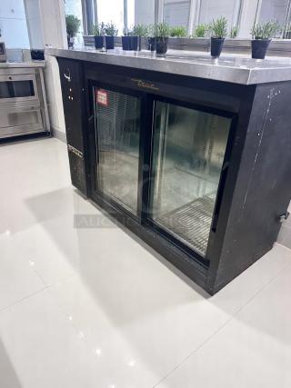 Excellent Condition Back Bar Glass Door Refrigerator – True TBB-24-48G-SD-LD – 48" – 115V – Fully Tested & Working!