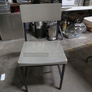 Industrial Look Black Metal/Wooden Chair Painted Gray. 2XBID