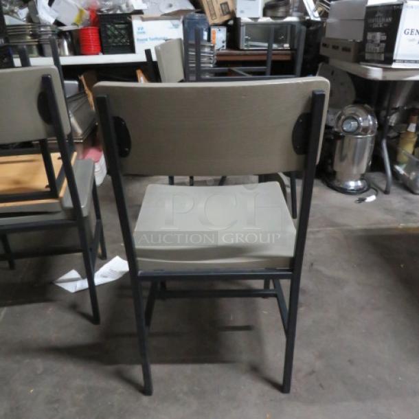 Industrial Look Black Metal/Wooden Chair Painted Gray. 2XBID - Image 2 of 2