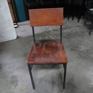 Industrial Look Black Metal/Wooden Chair. 2XBID