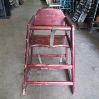 One Wooden High Chair With Safety Straps. - Item #1188195