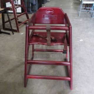 One Wooden High Chair With Safety Straps. - Item #1188196