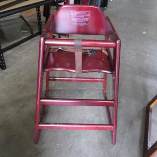 One Wooden High Chair With Safety Straps. - Item #1188197