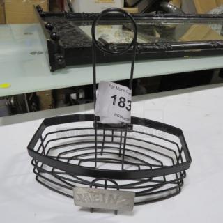 One Lot Of 5 Metal Table Top Condiment Organizers.