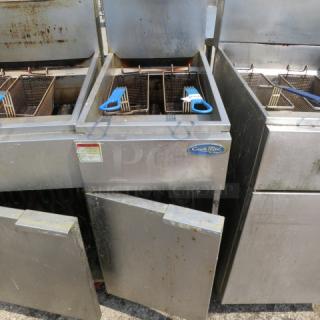 One Atosa Cook Rite Natural Gas Deep fryer With 2 Baskets On Casters. Model# ATFS-40. Working When Removed. 16X30X44. $1175.00 - Item #1188284