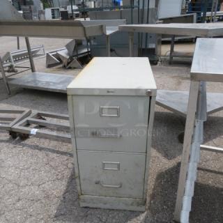 One 2 Drawer Metal File Cabinet. 15X26.5X28.5