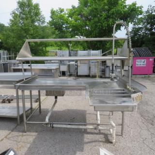 One Stainless Steel Dirty Side Dish Table With Sink, And Hose Sprayer, And Stainless Steel Over Shelf. 76X76X68 - Item #1188739