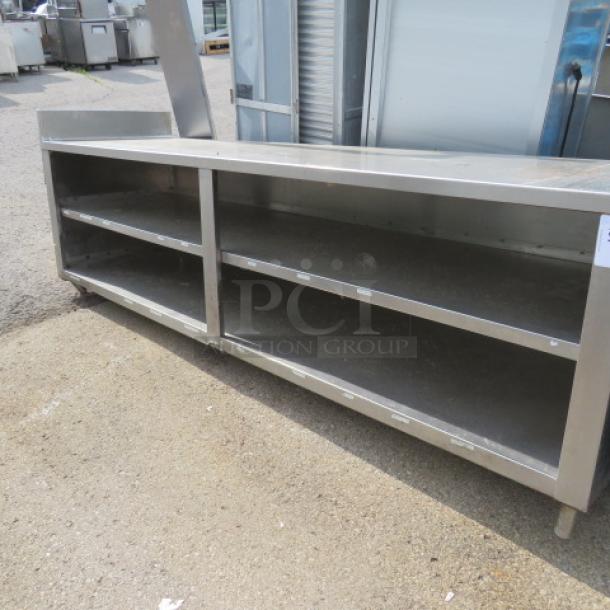 One Stainless Steel Work Table With 2 SS Under Shelves, And L Side Splash. 108X30X38 - Image 1 of 2