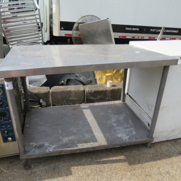 One Stainless Steel Table With Under Shelf. 48X30X34 - Image 1 of 1