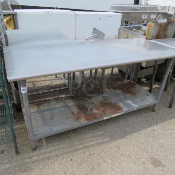 One Stainless Steel Table With Under Shelf. 72X30X34 - Image 1 of 1