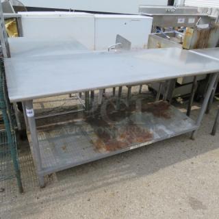 One Stainless Steel Table With Under Shelf. 72X30X34