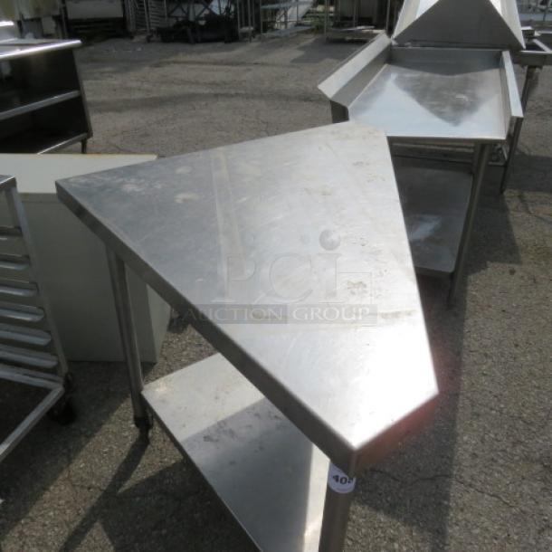 One Stainless Steel Corner Table With A Stainless Under Shelf On Casters. 56X32.5X36 - Image 2 of 3