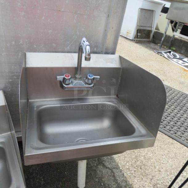 One Stainless Steel Handsink With Faucet And R/L And Back Splash. 17X15X10 - Image 1 of 1