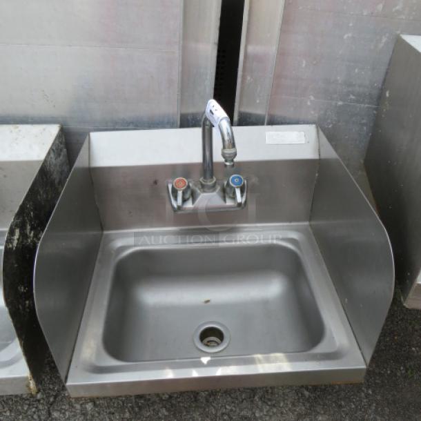 One Stainless Steel Handsink With Faucet And R/L And Back Splash. 17X15X10 - Image 1 of 1