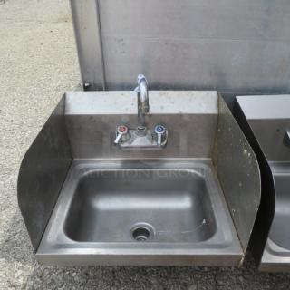 One Stainless Steel Handsink With Faucet And R/L And Back Splash. 17X15X10