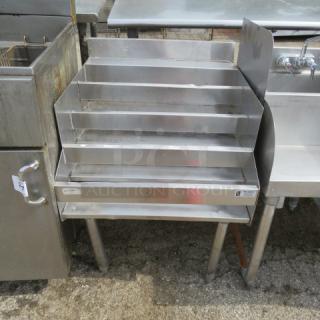 One Stainless Steel Under Bar 4 Tier Bottle Display. 24X25X32