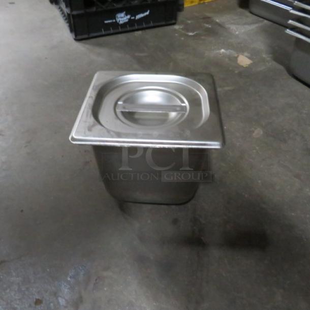 1/6 Size 6 Inch Deep Hotel Pan With Lid.. 5XBID - Image 1 of 1