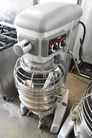 Hobart Legacy Metal Commercial Floor Style Planetary Dough Mixer w/ Stainless Steel Mixing Bowl, Bowl Dolly, Bowl Guard, Whisk and Paddle Attachment. - Item #1182688