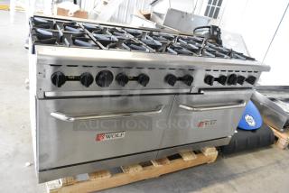 BRAND NEW SCRATCH AND DENT! Wolf WX60 WX Series Stainless Steel Commercial Natural Gas 60" Manual Range with 10 Burners and 2 Standard Ovens - 340,000 BTU
