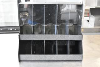 BRAND NEW SCRATCH AND DENT! ServSense 651CNOPLLG5 Black 10-Section Countertop Gravity-Fed Condiment Organizer - 18 1/2" x 8 1/2" x 16"