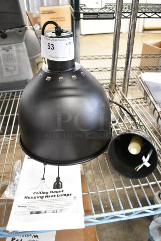 BRAND NEW SCRATCH AND DENT! ServIt HLS85BK 8' Cut-to-Length Ceiling Mount Heat Lamp with Modern Black Finish Round Dome Shade. 120 Volts, 1 Phase.