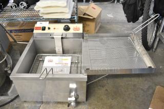 BRAND NEW SCRATCH AND DENT! Carnival King 382DFC44001 Stainless Steel 25 lb. Funnel Cake / Donut Fryer. 240 Volts, 1 Phase.