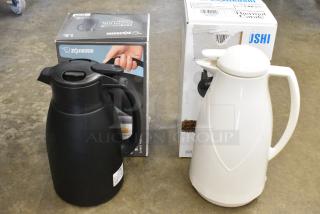 2 BRAND NEW SCRATCH AND DENT! Items Including Zojirushi AG-KB10-WB 34 oz. White Glass-Lined Euro Carafe and Zojirushi SH-HC15-BM 51 oz. Matte Black Stainless Steel-Lined Vacuum Carafe. 2 Times Your Bid!